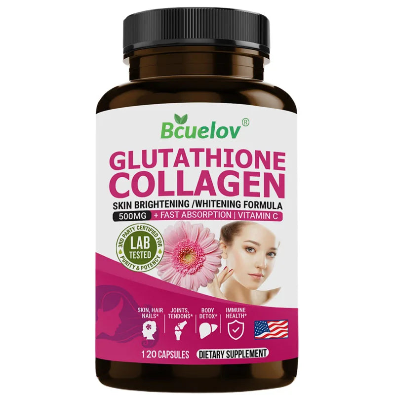 Glutathione and Collagen Supplements, Whitening Beauty, Anti-aging, Smooth and Firm Skin, Reduce Wrinkles, Increase Muscle Mass