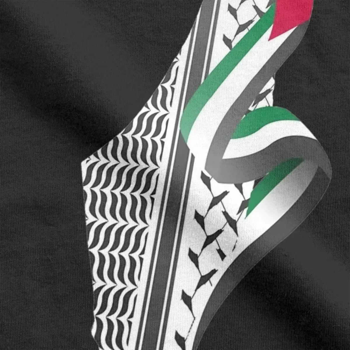 Palestinian Keffiyeh Palestine Map T-Shirt for Men Vintage 100% Cotton Tee Shirt Round Neck Short Sleeve T Shirts Gift Clothing