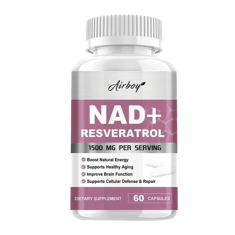 NAD+ Resveratrol Supplements - Natural Energy, Anti-aging and Cellular Health, Strengthens The Immune System