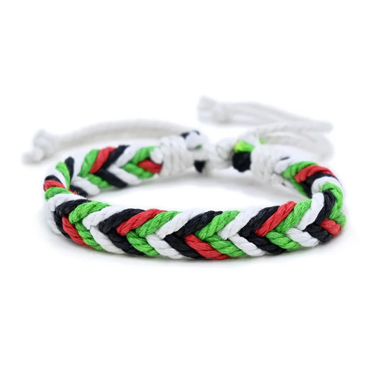 Multicolor Manual Weave Palestine Bracelet Gaza Color Arabic Ethnic Style Men Women Adjustable Accessories Gifts hépīng Peace