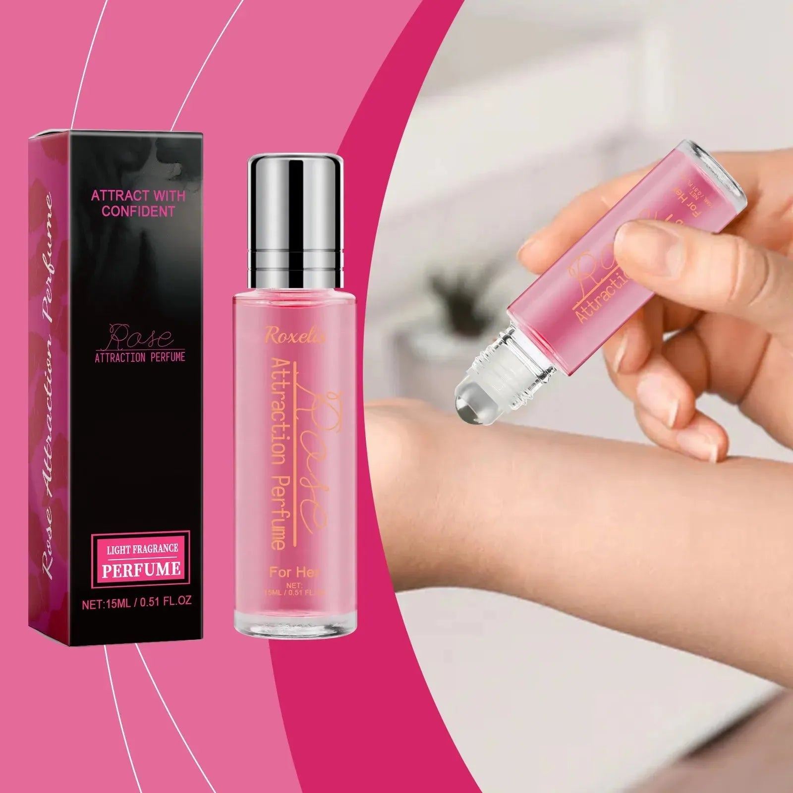 Women Pheromone Perfume Rose Pheromone Perfume Sweet Lasting Roller Pheromone Perfume Oil Attracts Male Perfume,15ML
