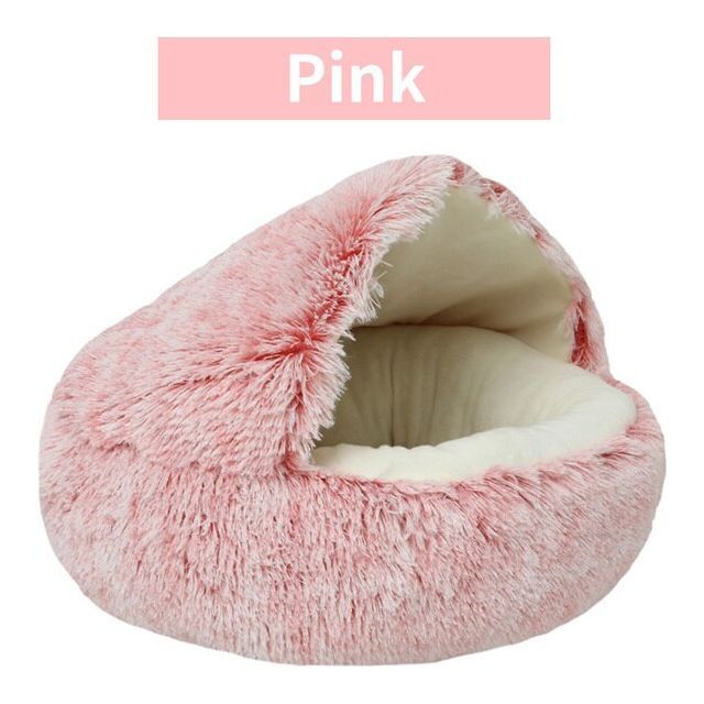 Plush Round Cat Bed Pet Mattress Warm Soft Comfortable Basket Cat Dog 2 in 1 Sleeping Bag Nest for Small Dogs - Jointcorp