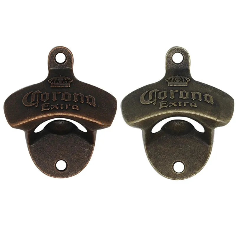 1PC Vintage Beer Bottle Opener Creative Wall Mounted Fixed Beer Bottle Opener Corona Zinc Alloy Bottle Opener