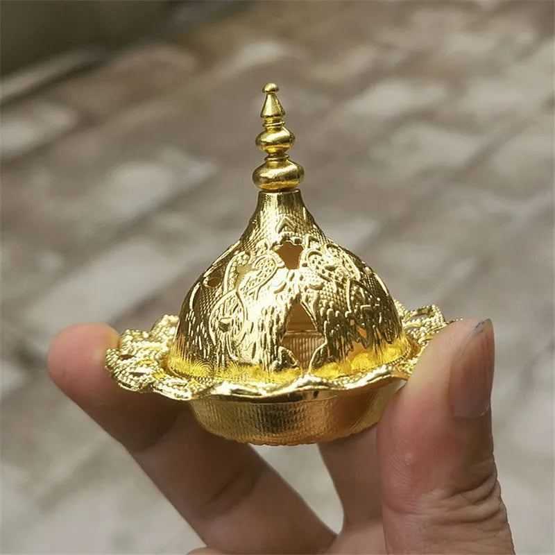 2024 Muslim Eid Mubarak Star Moon Mini Portable Golden Incense Tower Ornaments Ramadan Decor for Home Ramadan Kareem Party Decor