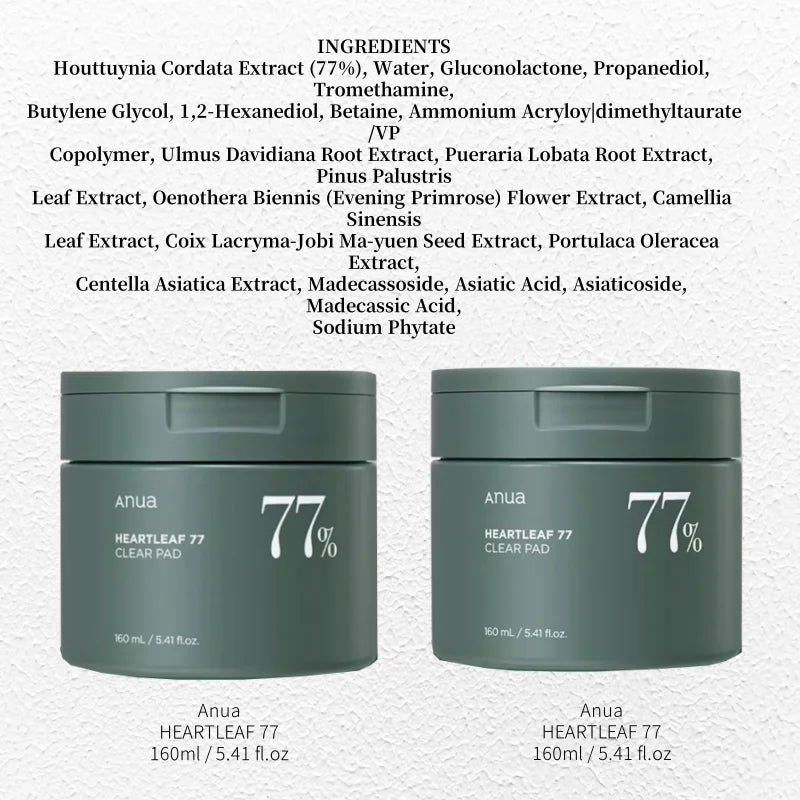 Anua Heartleaf (Centella) 77 Clear Pad 70 EA Deep Clean Oil Control Acne Remover Pore Minimizer ANUA Korea skincare toner