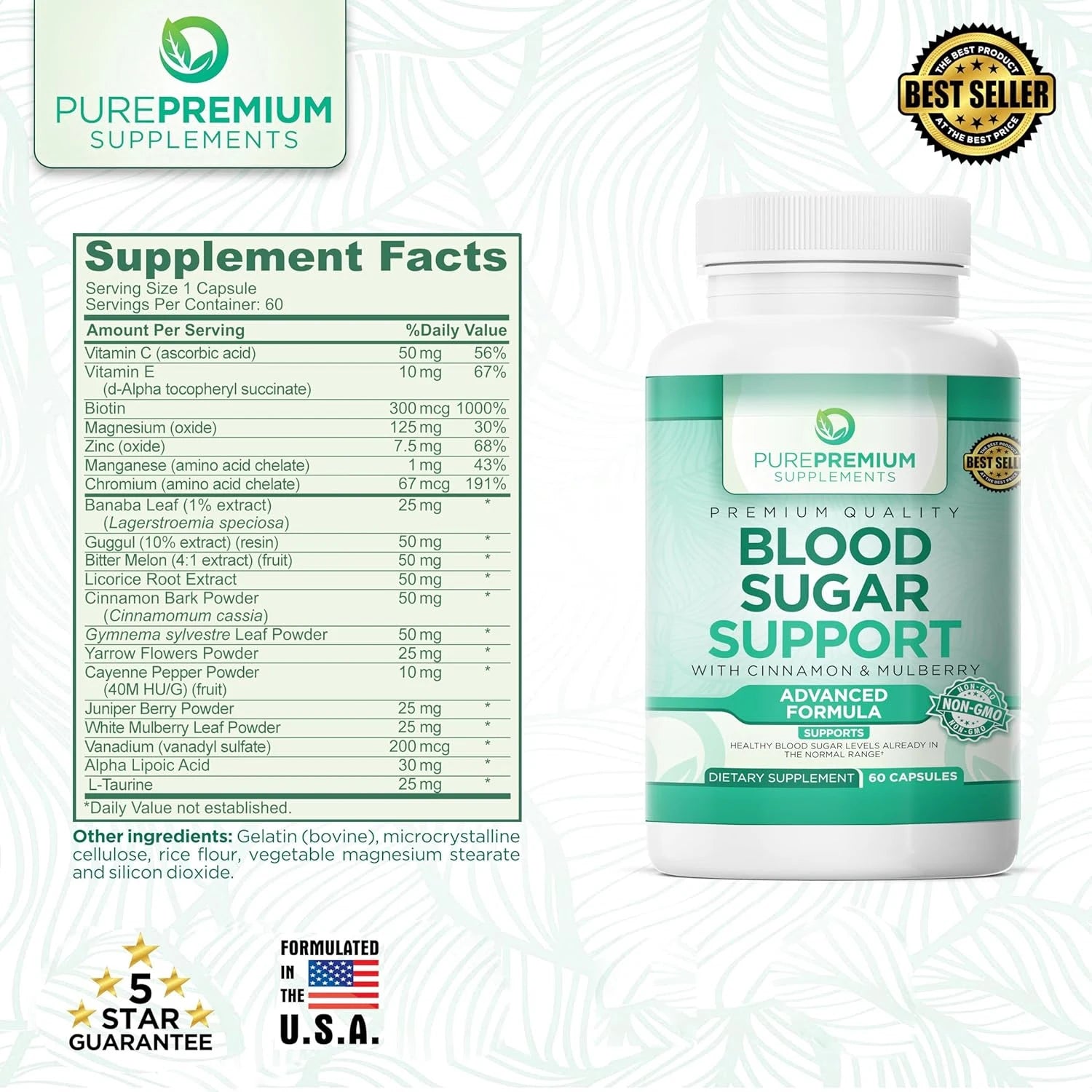Blood Sugar Support - Glucose Balance - Alpha Lipoic Acid, Cinnamon, Heart Health, Weight Management