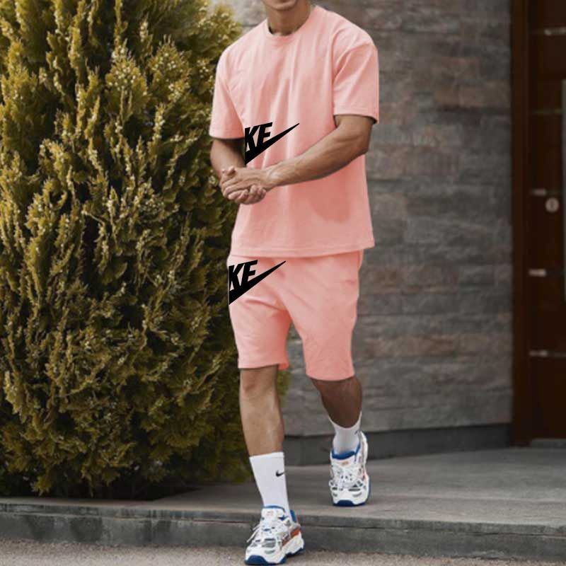 Cotton sports men's short + t-shirt sleeve two-piece set summer fashion - Jointcorp