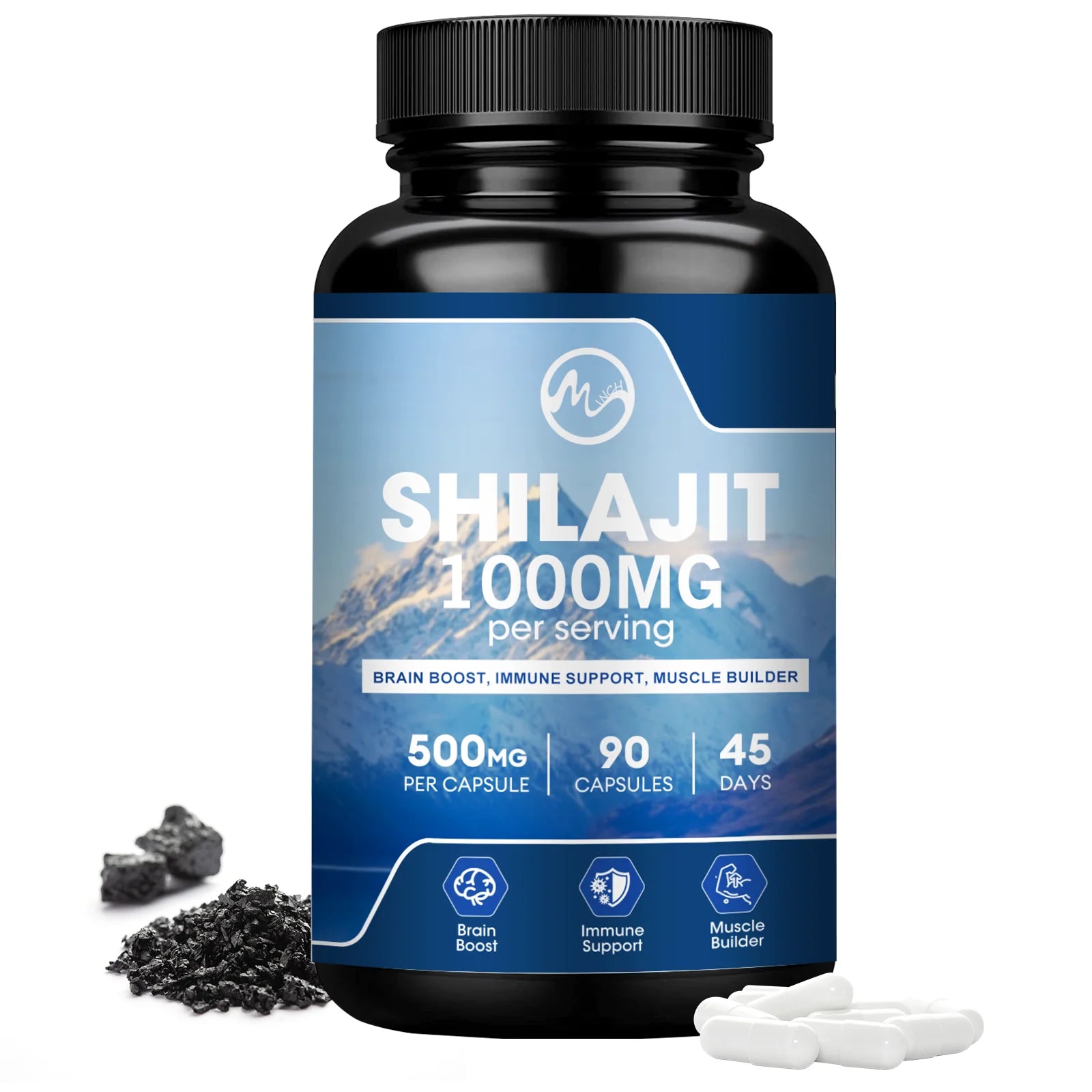 Beworths Shilajit Capsule with 85+Trace Minerals Shilajit Original Support Brain &Memory Health Cardiovascular and Immune Health