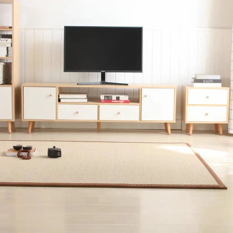 Tatami Mat Bamboo Woven Carpet Living Room Bedside Crawling Floor Mat Bedroom Mat Balcony Bay Window Cushion Foldable Carpet