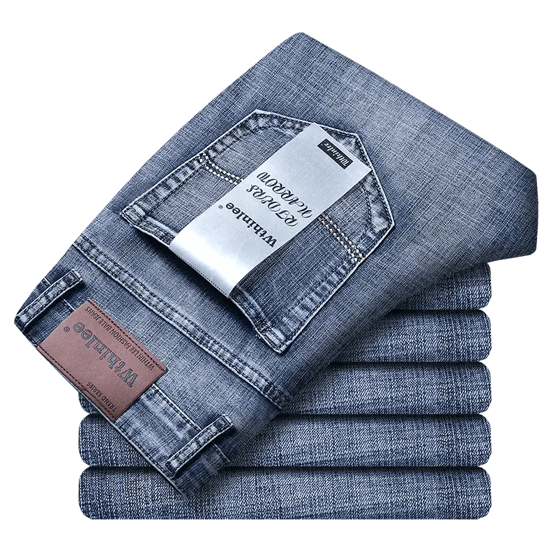 Wthinlee New Business Men's Jeans Casual Straight Stretch Fashion Classic Blue Black Work Denim Trousers Male Brand Clothing