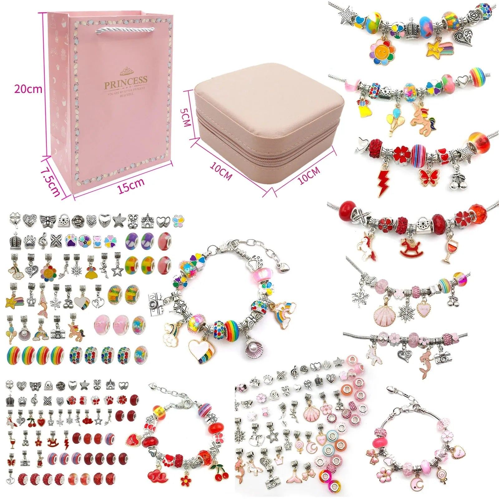 Charm Bracelet Making Kit for Girls,Gift Box 66 Pcs of Jewelry Making Kit