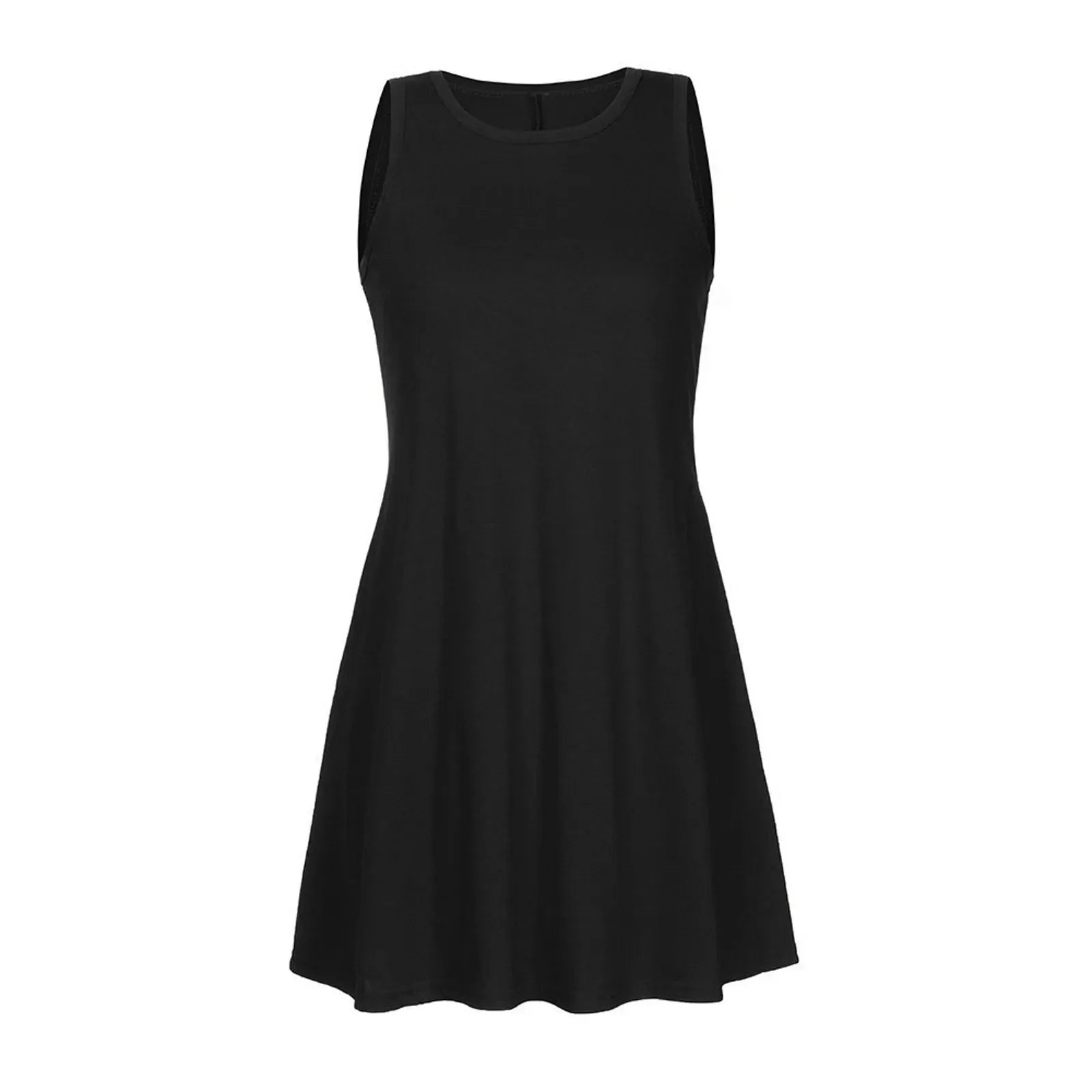 Fashion Women Casual Solid Pockets Sleeveless Above Knee Dress