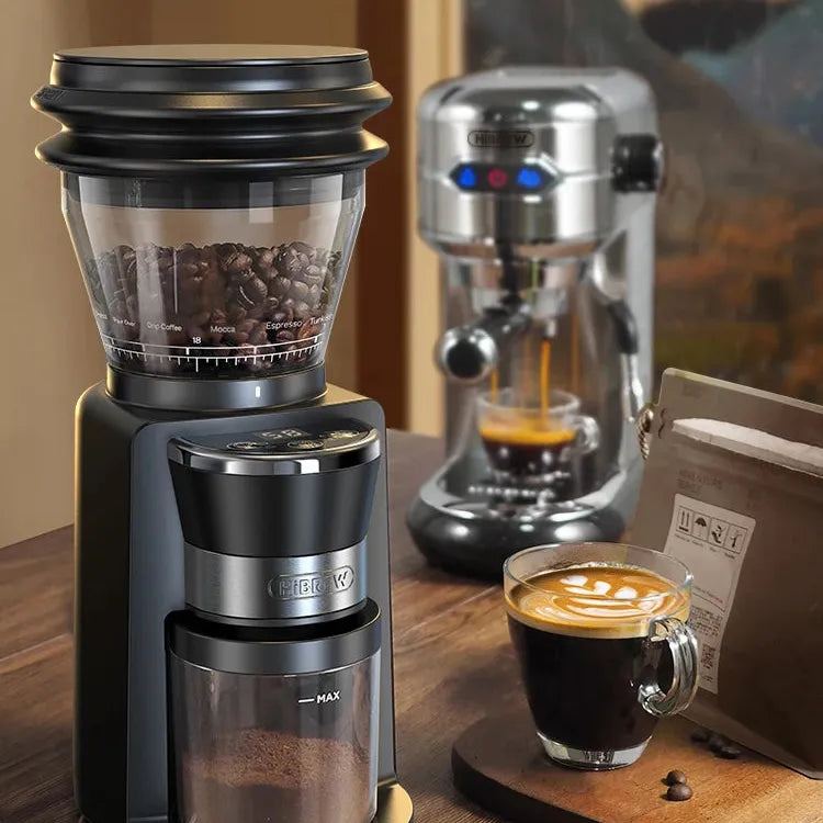 HiBREW Automatic Burr Mill Electric Coffee Grinder with 34 Gears for Espresso American Coffee Pour Over Visual Bean Storage G3