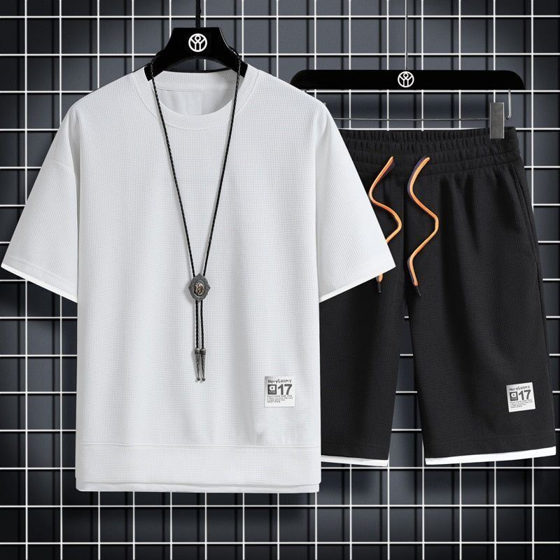sport t shirt suits 2 piece matching sets outfit clothes for men - Jointcorp