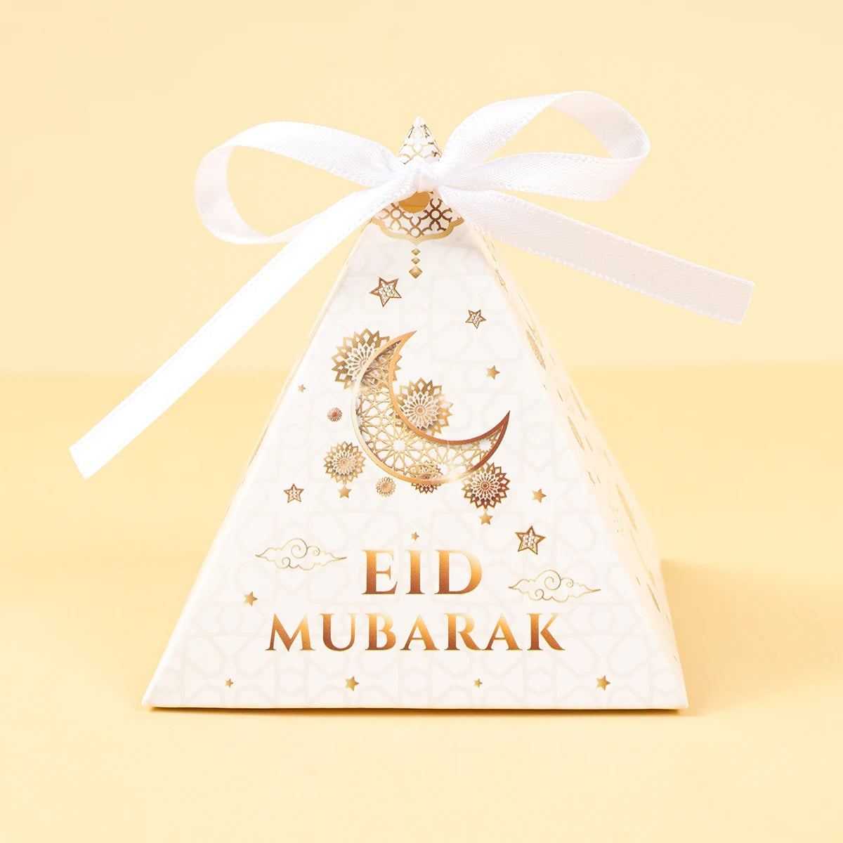 EID Mubarak Decor Triangle Candy Boxes Ramadan Decor 2025 Gift Box Ramadan Kareem Islamic Muslim Party Eid Al Adha Gifts