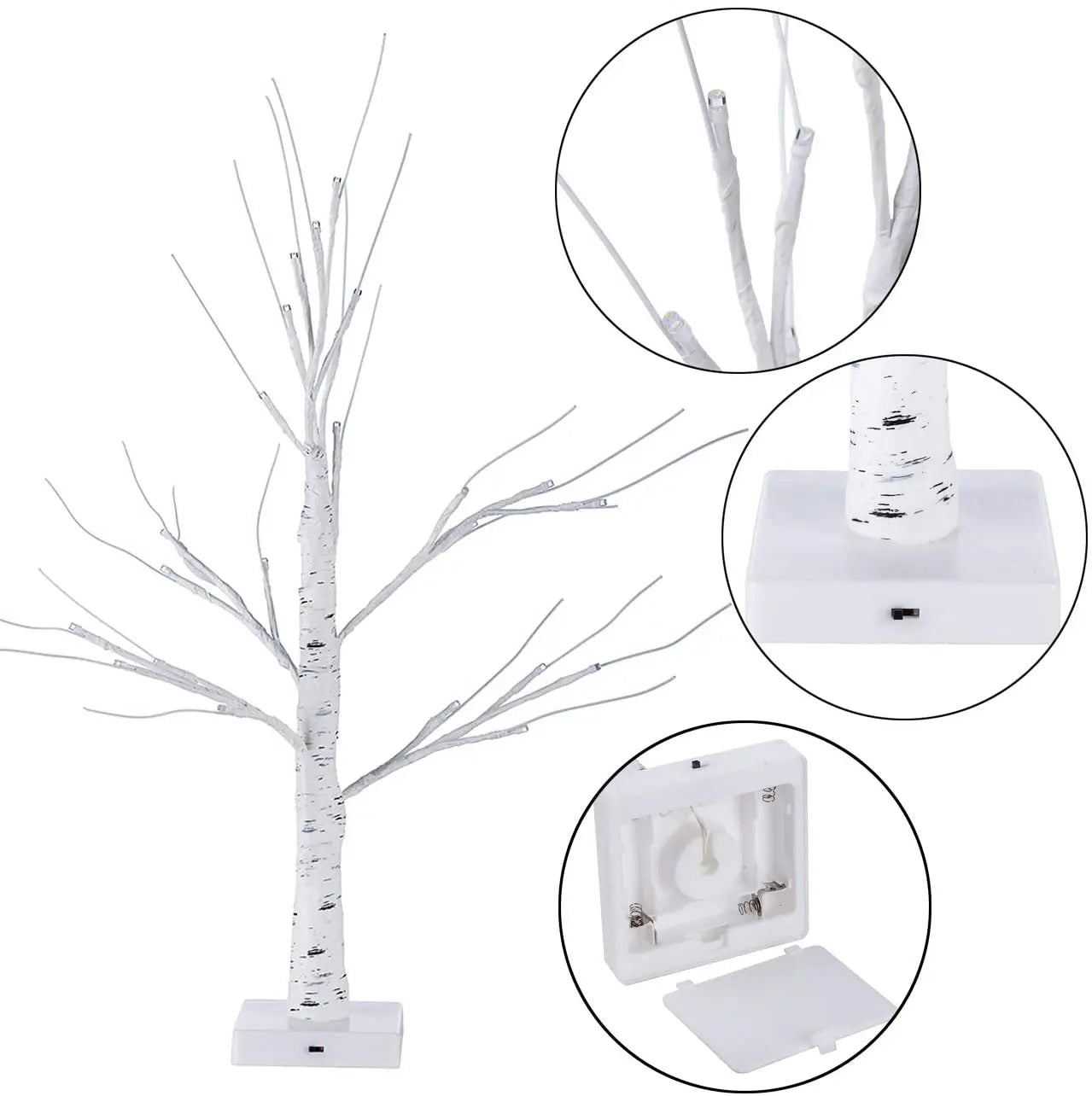 60cm Ramadan Decoration White Birch Tree with LED Lights EID Mubarak Table Home Decorations Islamic Muslim Kareem Party Supplies