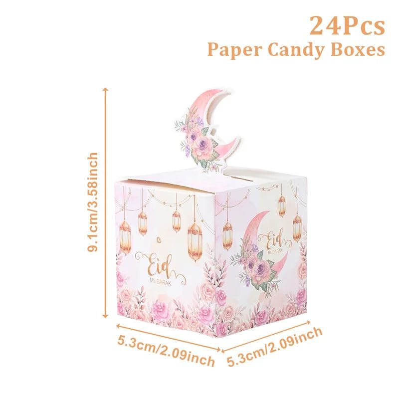 EID Mubarak Decor Triangle Candy Boxes Ramadan Decor 2025 Gift Box Ramadan Kareem Islamic Muslim Party Eid Al Adha Gifts
