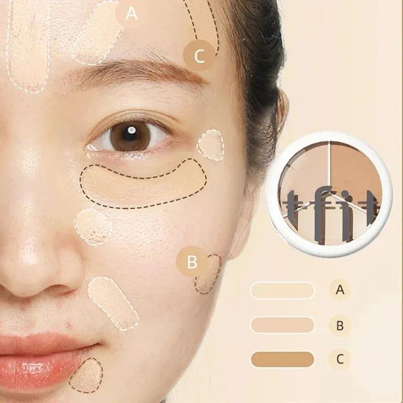 Triple Color Concealer Cover Tattoo Spots Acne Marks Face Fix Concealer Palette Long Lasting No Makeup Removal