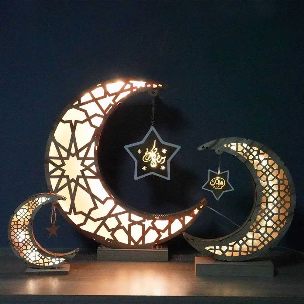 2023 Gold Ramadan Moon Led Lamp Decoration for Home Metal Ramadan Kareem Light Decoration Eid Mubarak Muslim Eid Al Adha Gifts