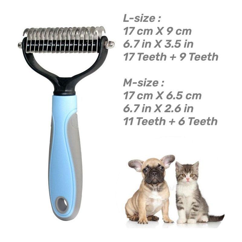Professional Pet Deshedding Brush 2 Sided Dematting Dog Comb Cat Brush Rake Puppy Grooming Tools Undercoat Shedding Flying Hair - Jointcorp