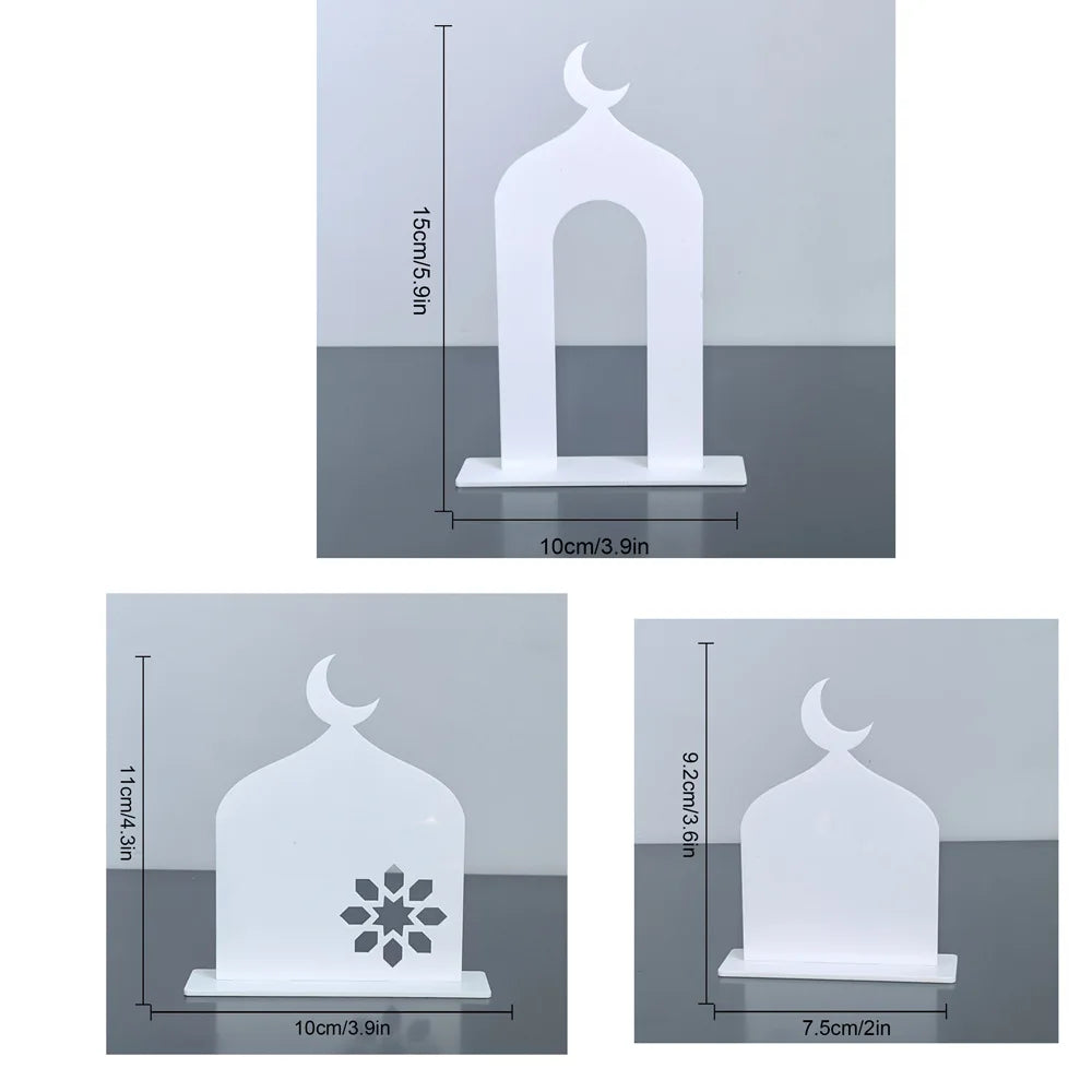 Muslim Ramadan Festival black white solid color metal desktop ornaments decorated with gold printing hollow printing decorations