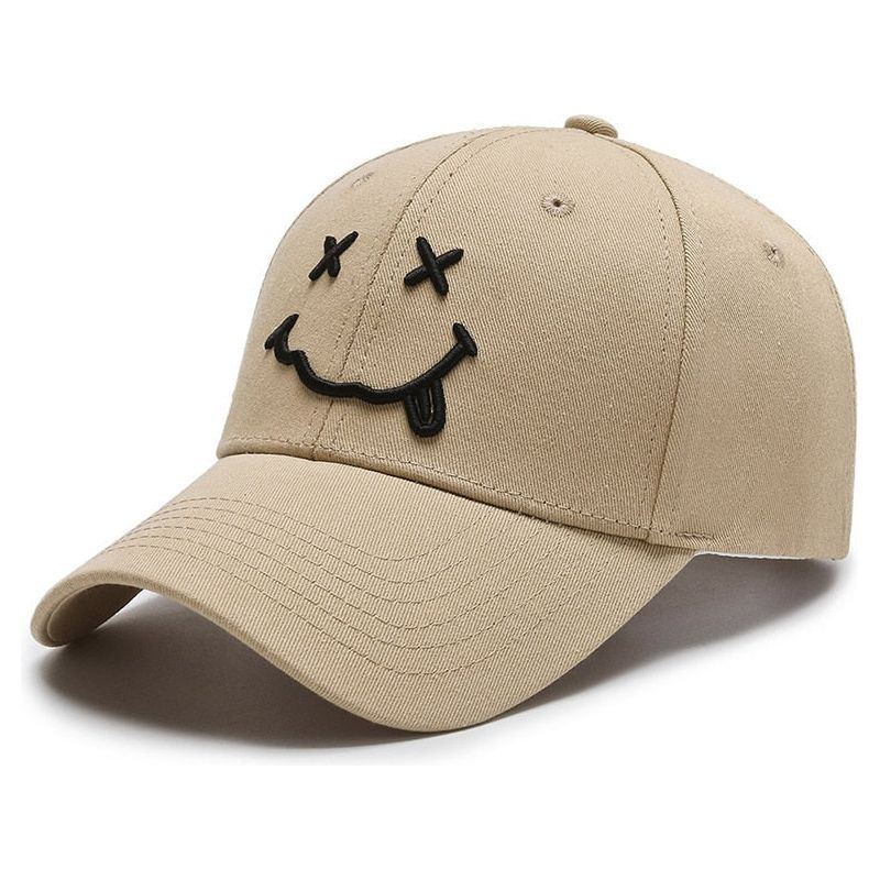 Smile Face Embroidery Baseball Caps Kpop Black Cotton Adjustable Snapback - Jointcorp