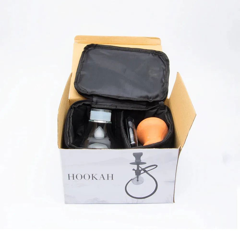 DEJAYA Glass Hookah Set Chicha Shisha Pipe Narguile Completo with Black Bag Hose Bowl Tongs Charcoal Tray Cachimba Pipa Nargile