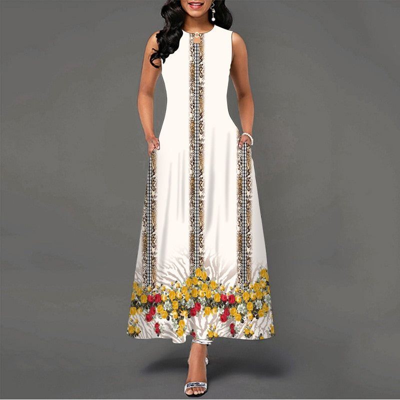 Women New Loose Floral Vintage Hole Ruffles Befree Dress Large Big Summer Camis Party Elegant Maxi Dresses