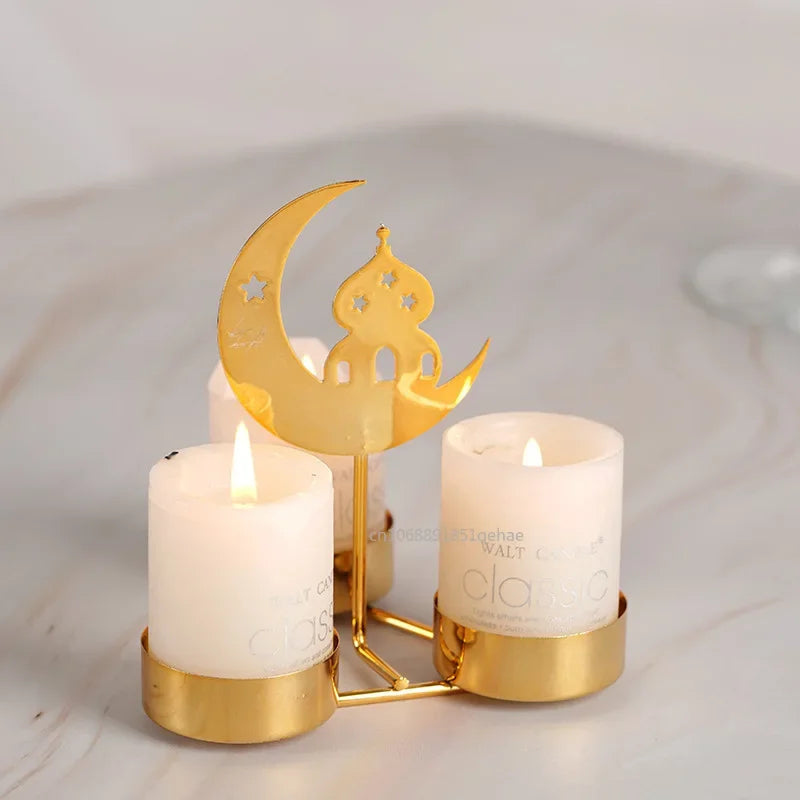 Eid Mubarak Candle Holder Metal Ramadan Home Decoration 2025 Room Dining Table Ornament Kareem Islam Muslim Party Supplies Gift