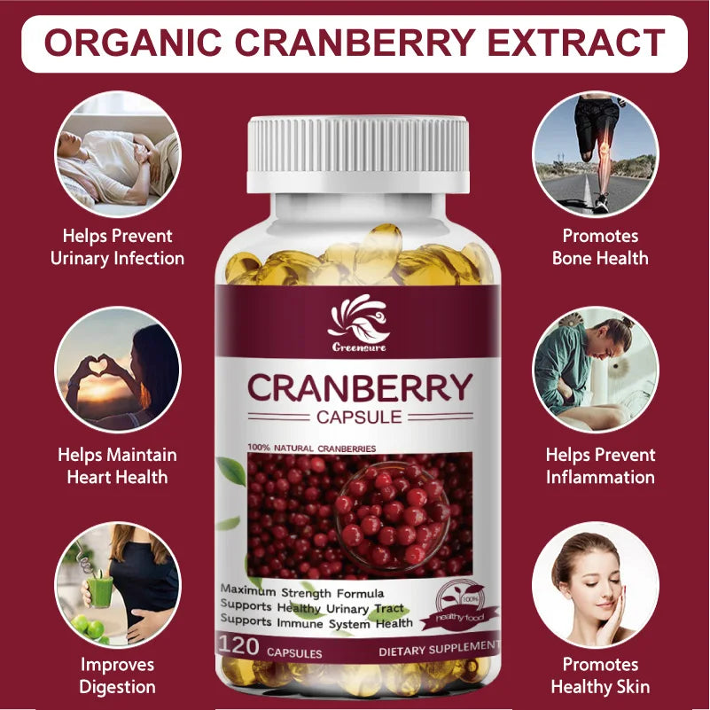 Cranberry Capsule Supports Kidney Bladder Urinary Tract Health Prevent Urinary Tract Infections Clean the Urethra