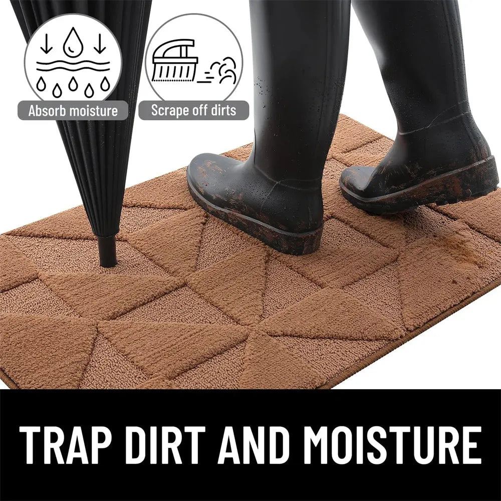 Olanly Absorbent Entrance Door Mat Household Foot Mat Dirt Resistant Anti-slip Rug Family Kitchen Carpet Floor Indoor Mat Decor