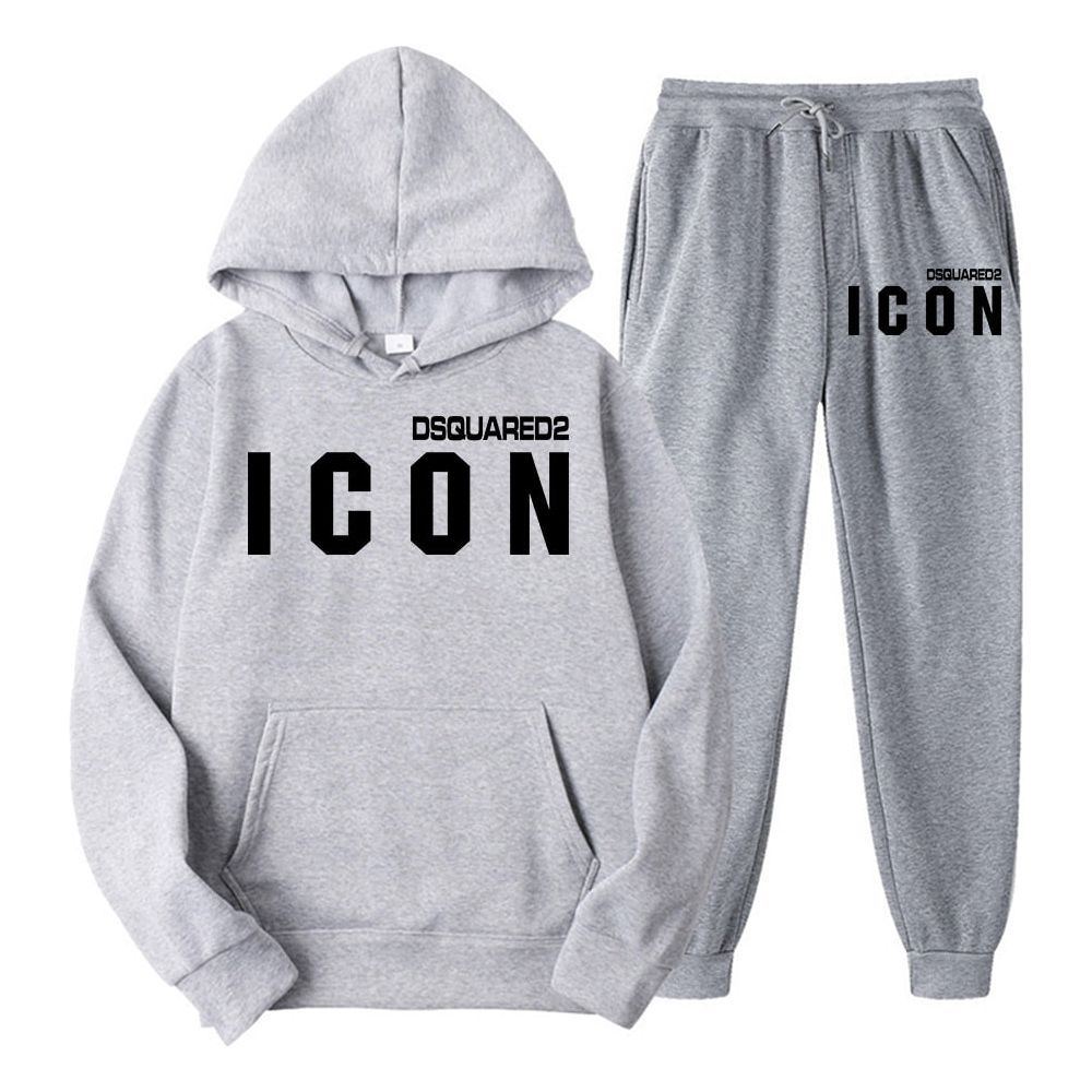 Men's Hoodie Solid Color Printing Men's Hoodie Set Leisure Fashion Men's Tracksuit Hooded Sportswear - Jointcorp