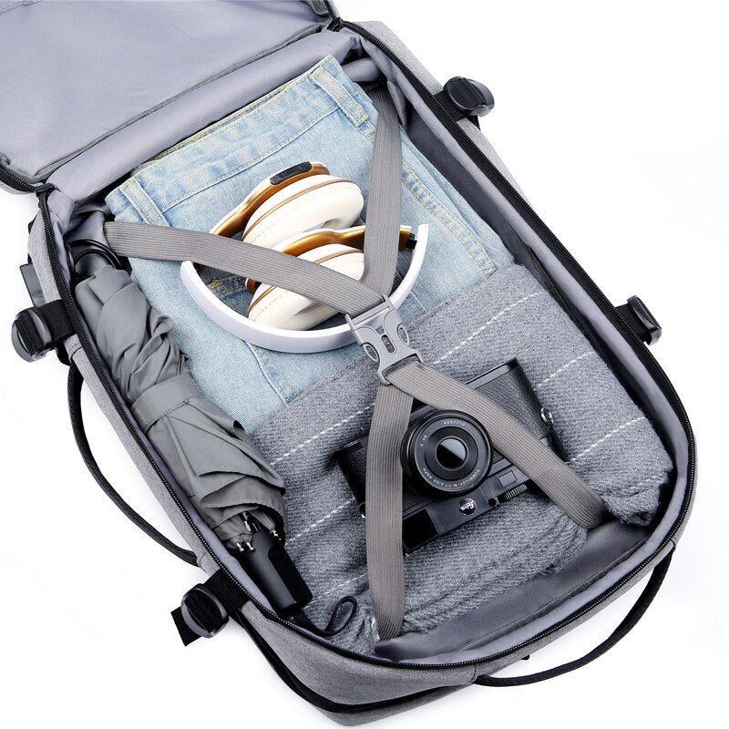 Men Large Capacity Expandable Backpack USB Charging Male Laptop Bagpack Waterproof Business Travel Back Pack Luggage Bag Mochila