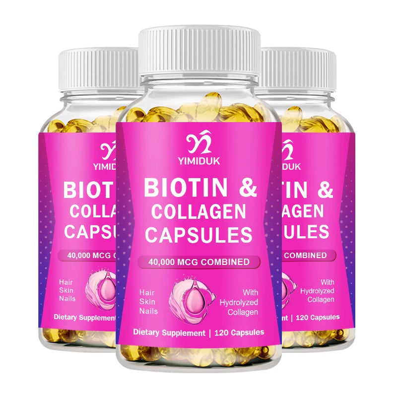 Biotin Capsules | Collagen | Keratin | Hyaluronic Acid - Hair Growth Support Supplement | Skin & Nails Beauty Complex
