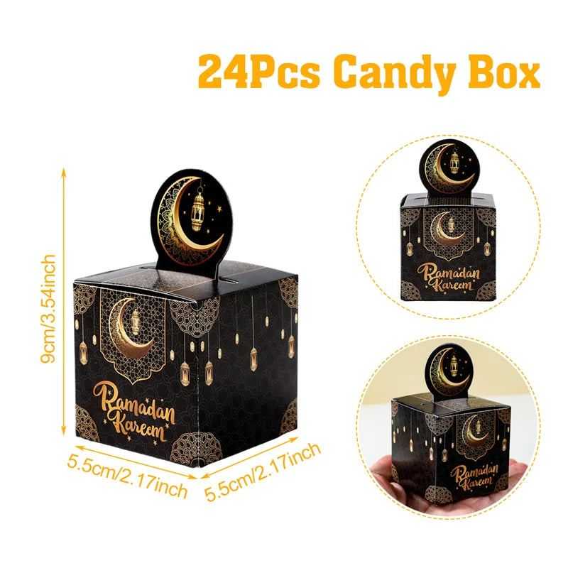 EID Mubarak Decor Triangle Candy Boxes Ramadan Decor 2025 Gift Box Ramadan Kareem Islamic Muslim Party Eid Al Adha Gifts