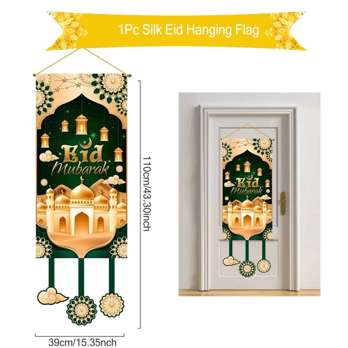 Eid Mubarak Decoration 2025 Hanging Flag Ramadan For Home Door Islamic Muslim Party Decor Ramadan Kareem Banner Eid Al-Fitr Gift