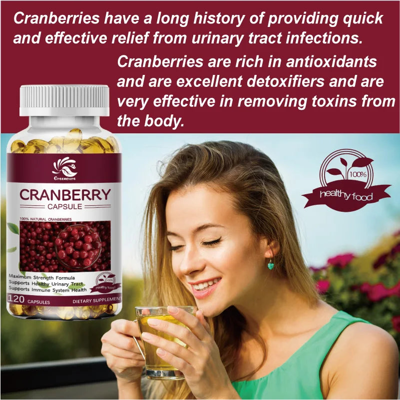 Cranberry Capsule Supports Kidney Bladder Urinary Tract Health Prevent Urinary Tract Infections Clean the Urethra