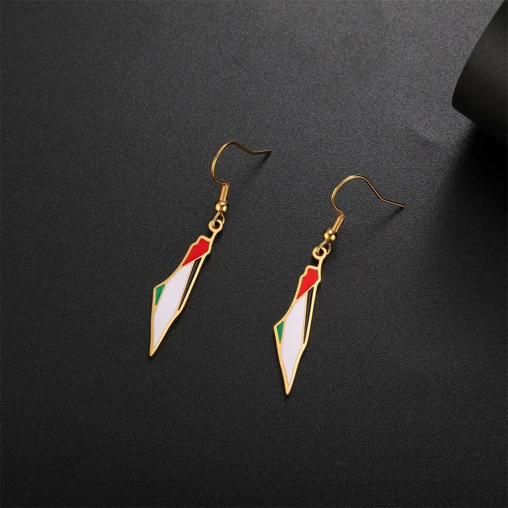 My Shape Palestine Map Drop Earrings for Women Stainless Steel Map Palestine Country Dangle Earrings Fashion Jewelry Wholesale