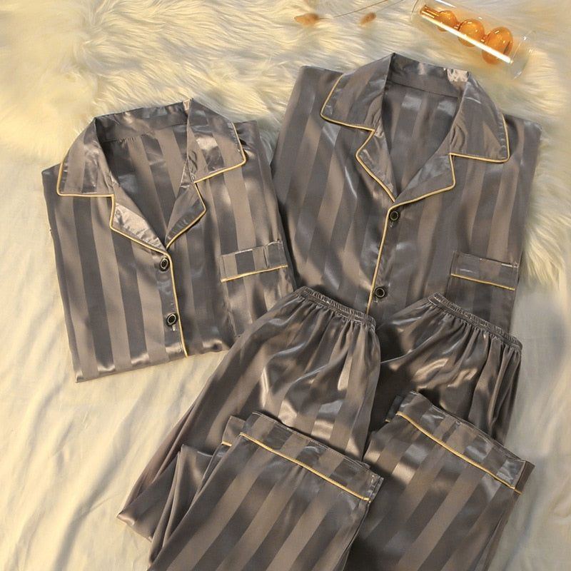 Pajamas Sets High-quality Light Luxury Silk Women's Pajama Spring Autumn Long-sleeve Cardigan Set Fashion Ice Silk Home Clothing - Jointcorp