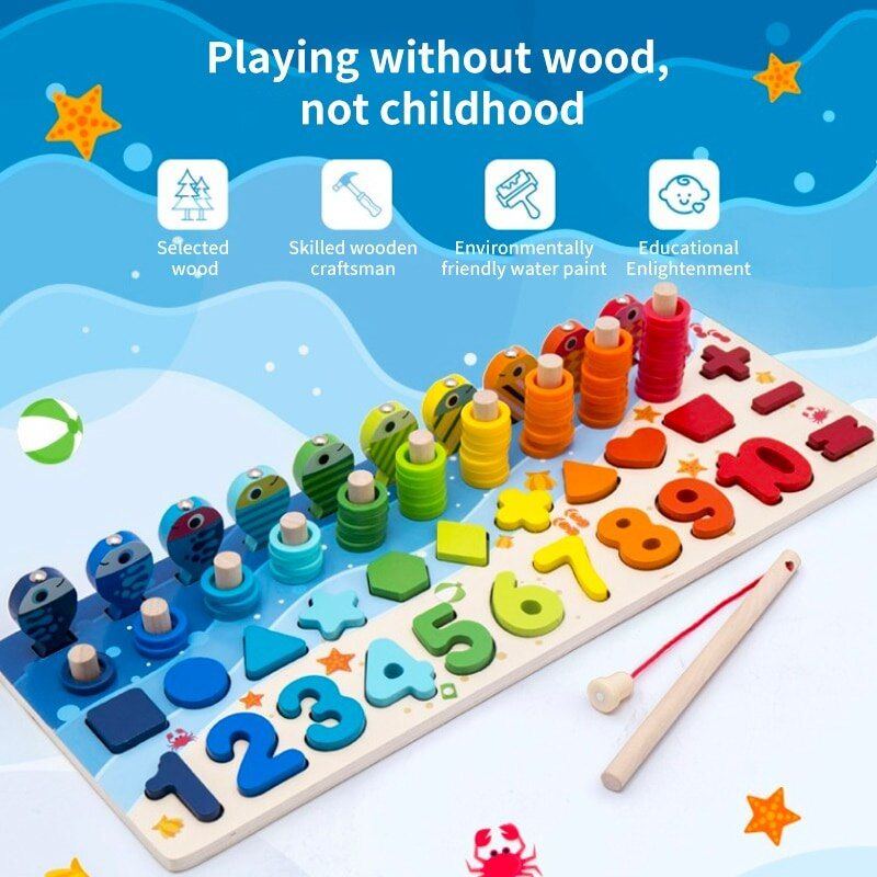 Children Magnetic Fishing Toys Benefit Intellectual Development Digital Assembling Building Blocks Enlightenment Early