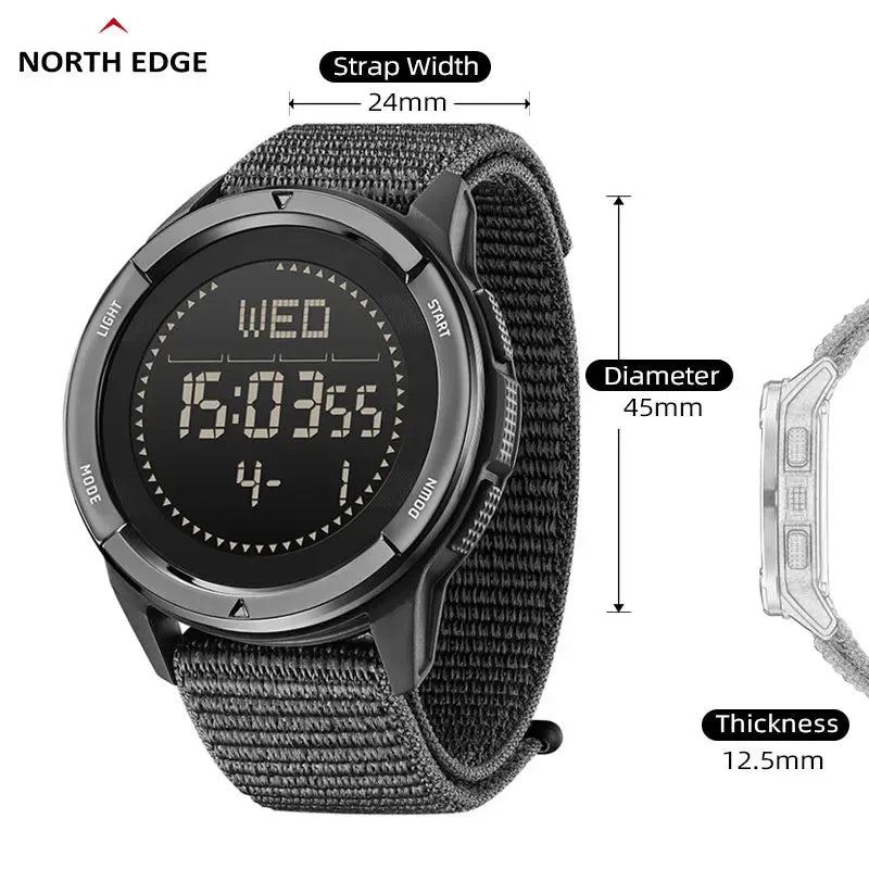 NORTH EDGE ALPS Men's Carbon Fiber Digital Watch Shock Militray Sports Super Light Outdoor
