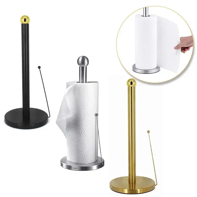 Kitchen Roll Paper Towel Rack Bathroom Stainless Steel Standing Paper Holder Silver Tissue Napkins Rack Home Table Decor New ZM