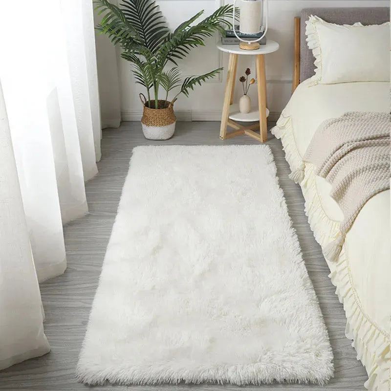 Solid Soft Bedside Carpet Large Rugs for Bedroom Fluffy Non-slip Blanket for Children's Girls Baby Room Decoration Plain Big Mat