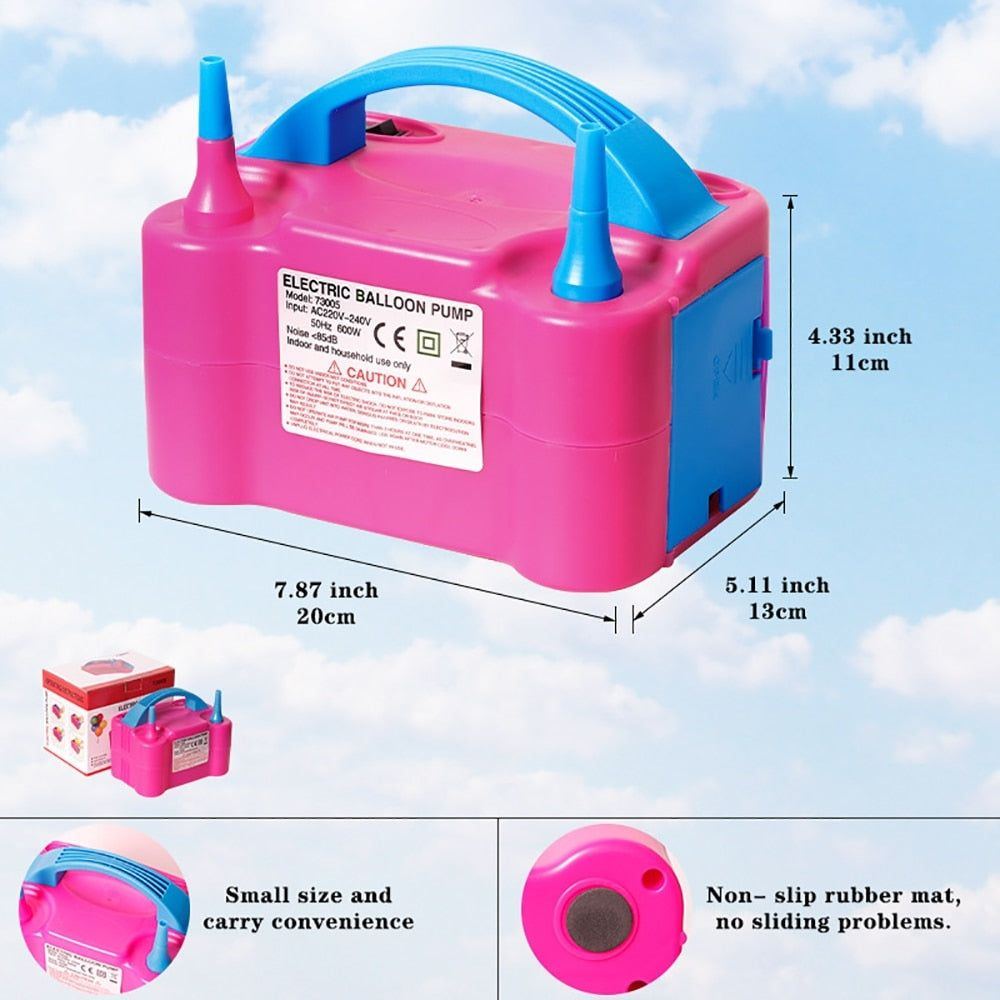 Electric Balloon Inflator Dual-Nozzle Globos Machine Air Blower for Party Balloon Arch Column Stand Inflatable