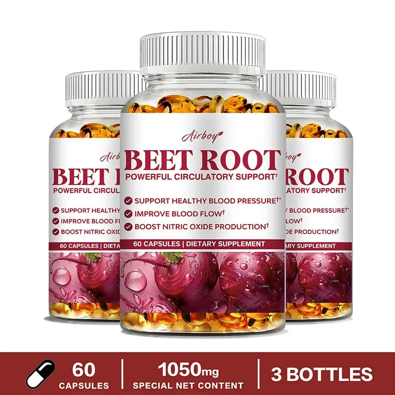 Beet Root Capsules - Blood Pressure Support, Heart Health, Improves Circulation, Blood Flow
