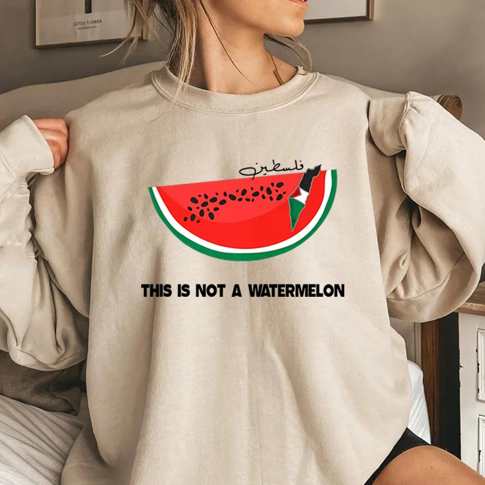 This Is Not A Watermelon Sweatshirt "Ceci N'est Pas Une Pastèque" Hoodie Freedom Crewneck Sweatshirt Arab Gift Pullover