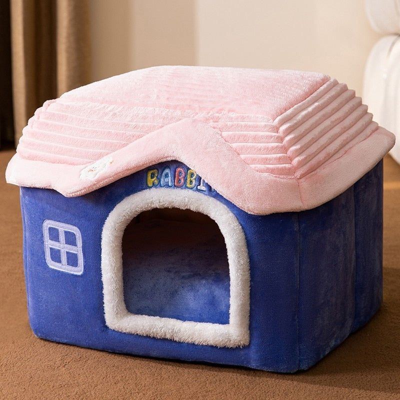 Foldable Cat House Winter Warm Chihuahua Cave Bed Cat Basket for Small Dogs Warm Mat Kennel Puppy House Deep Sleep Pet Supplies