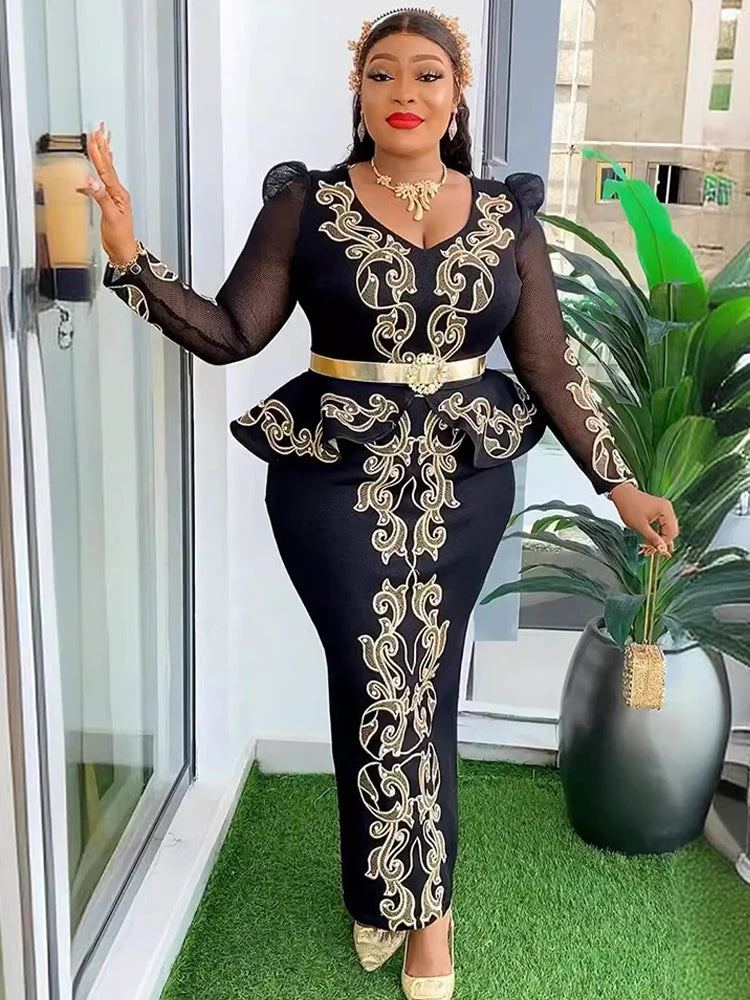 Party Dresses For Women 2024 Prom Dress African Turkey V-neck Maxi Robes Wedding Birthday Gowns Dubai Muslim Abayas Clothing