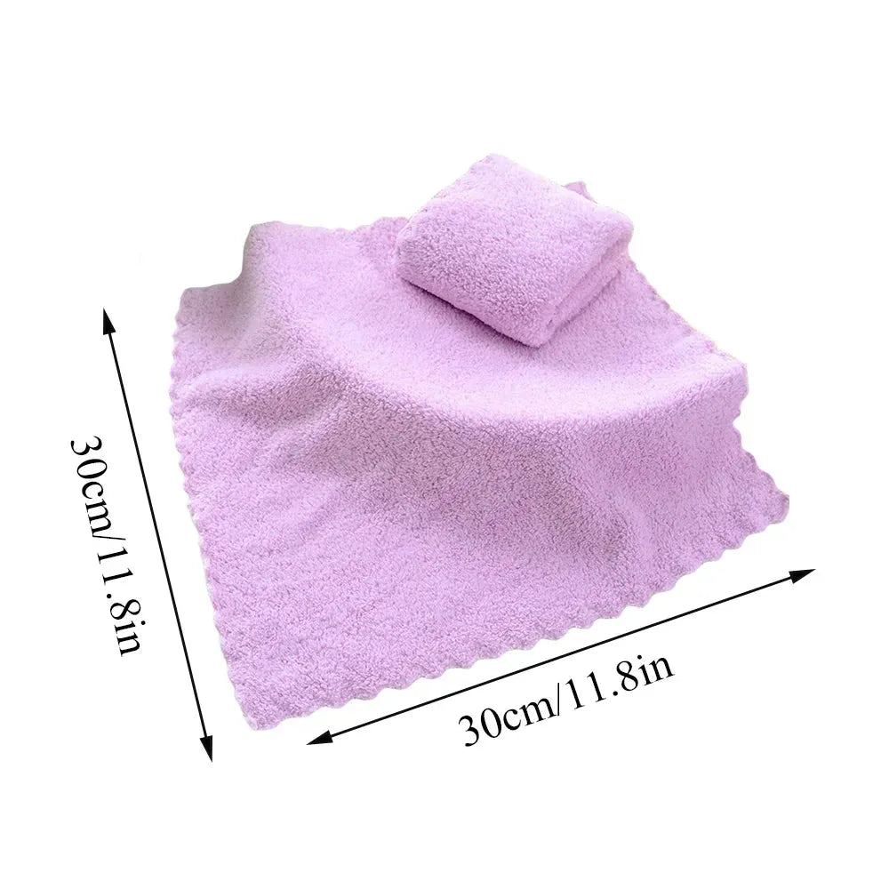 30*30cm Coral Velvet Quick Drying Microfiber Towels Cleaning Wipes Face Towels Square Washcloth Hand Towel Soft Water Absorption