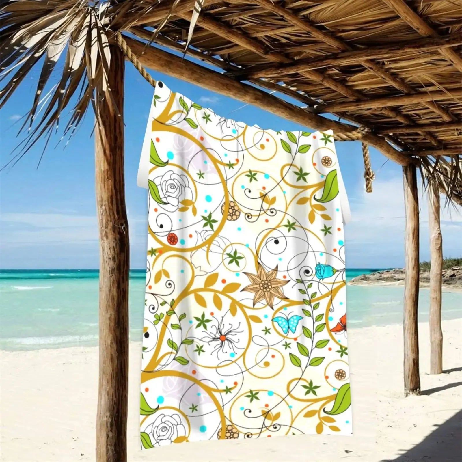 Flower pattern Pattern Beach Towel, Beach Towe Quick Drying, Perfect For Travel beach towell AbsorbentQuick dry breathable